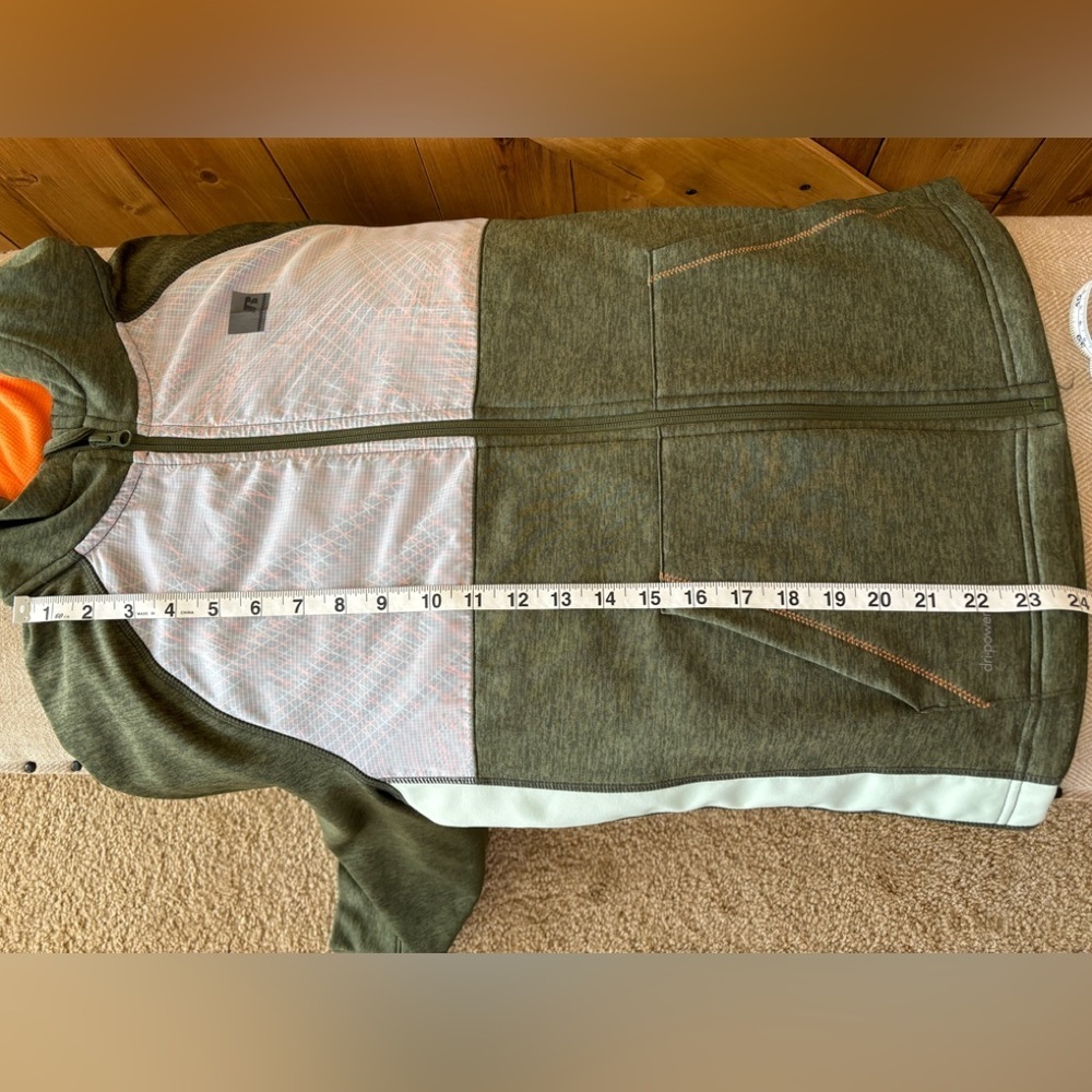 Boys Russell Dri-Power 360 Hoodie Army Green and Orange | Size XXL (18) - Picture 7 of 7